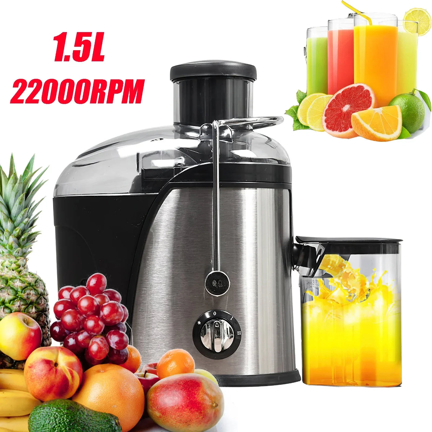 Stainless Steel Fruit Vegetable Centrifugal Juice Extractor Automatic Pulp Ejection Big Mouth Fruits Vegetable Juice Extractor