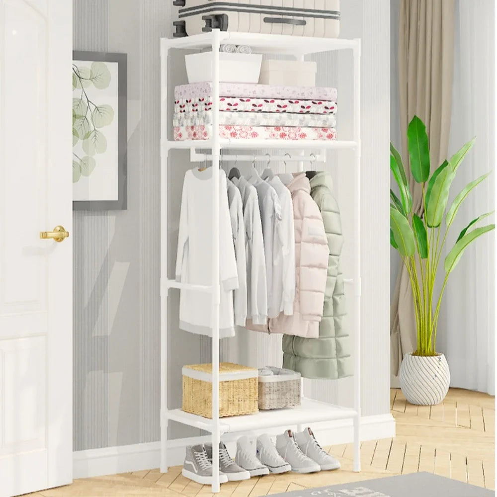 Multi Layer Clothes Hanger Foldable Clothing and Hat Integrated Rack Single Row Floor Standing Bedroom Household Storage Racks