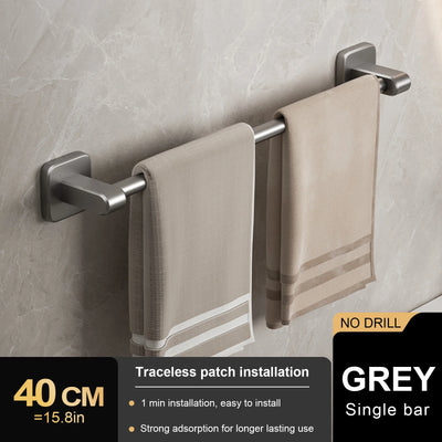 Bathroom Hand Towel Rack Towel Holder Wall Mount No Drill Mount 30/40/50cm Towel Bar Plastic ABS Double Bar 2 Tier Apartment