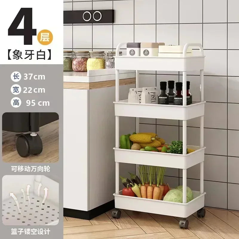 Multi-functional storage shelf, kitchen, floor, bedroom, baby snack shelf, mobile bathroom shelf, bathroom storage shelf, office