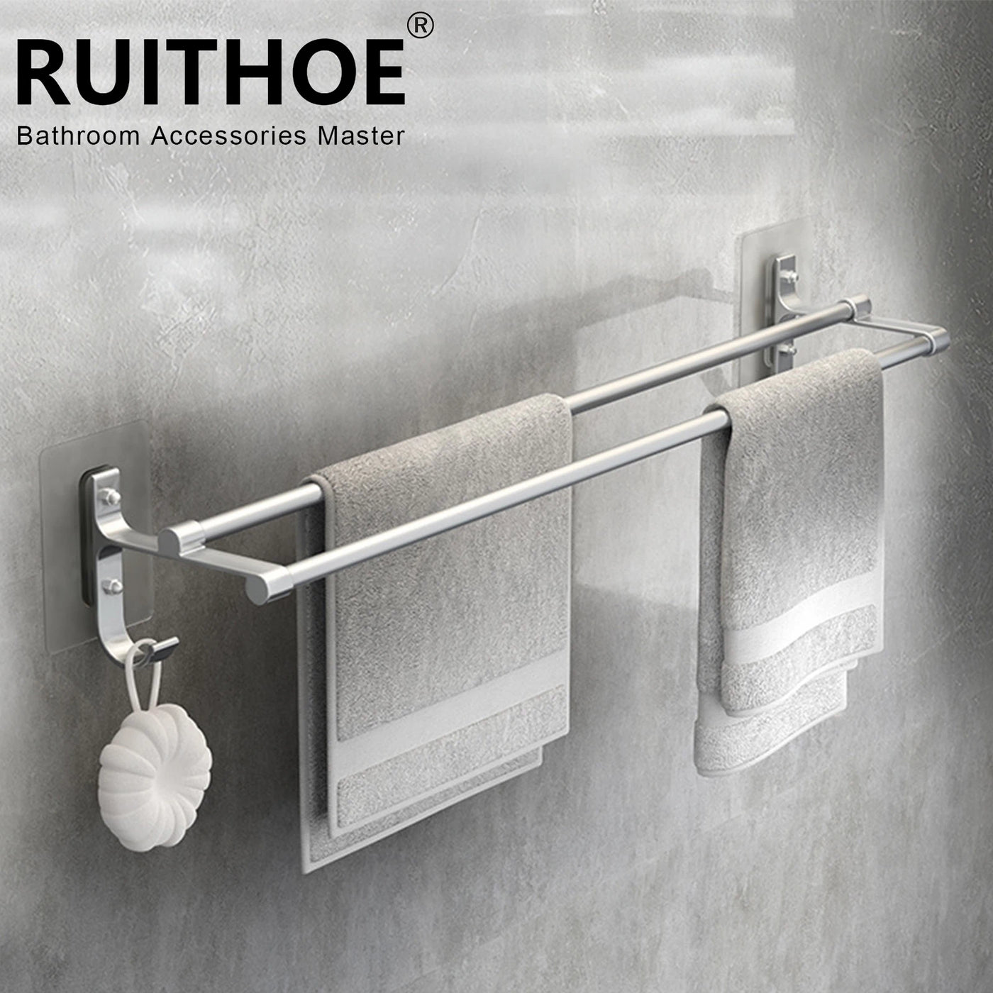 Bathroom Hand Towel Rack Towel Holder Wall Mount No Drill Mount 40/50cm Towel Bar Aluminium Double Bar 2 Tier