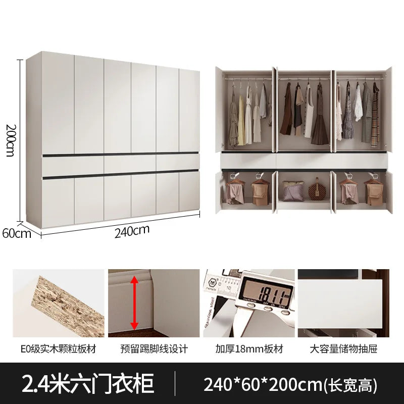 Wardrobe flat door split adult cabinet modern simple household rental room granule board combination bevel wardrobe