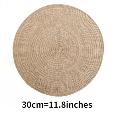 6pcs Round Table Mat Woven Ramie Placemats Anti Slip Dining Coffee Decor Non-Slip Tableware Bowl Pads Kitchen Drink Cup Coasters