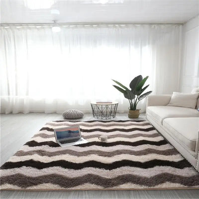 VIKAMA Tie-Dye Silk Wool Rug Living Room Coffee Table Soft Plush Floor Mat Modern Nordic Full Bedroom Bed Blanket For Children