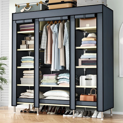 Wardrobe, simple cloth wardrobe, household bedroom assembly cabinet, rental room large wardrobe, sturdy, durable, simple, modern