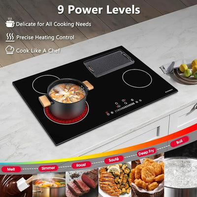 Electric Cooktop 30 inch Built-in Electric Cooktop 4 Burner Stove Top Radiant Electric Cooktop Stovetop with 9 Heating Level