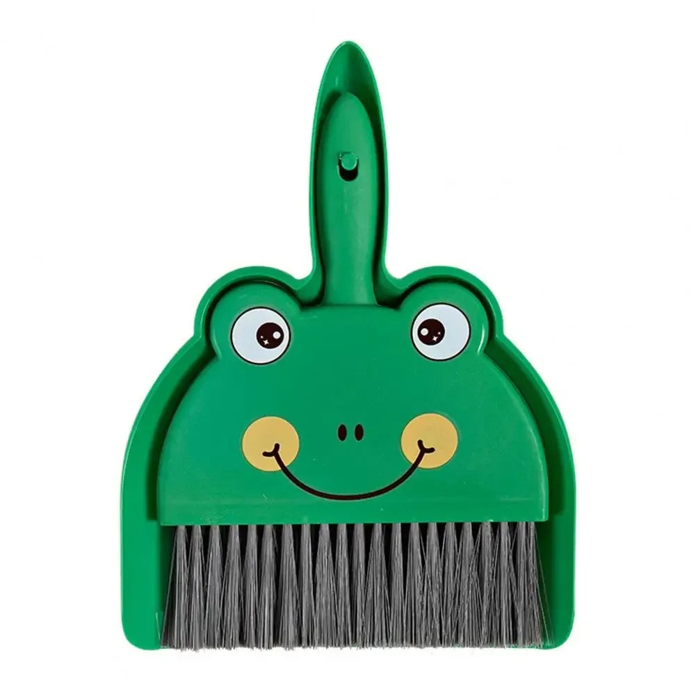 2Pcs/Set Small Broom Dustpan Set Cartoon Rabbit Bear Frog Pattern Keyboards Cleaning Mini Broom Dustpan Set