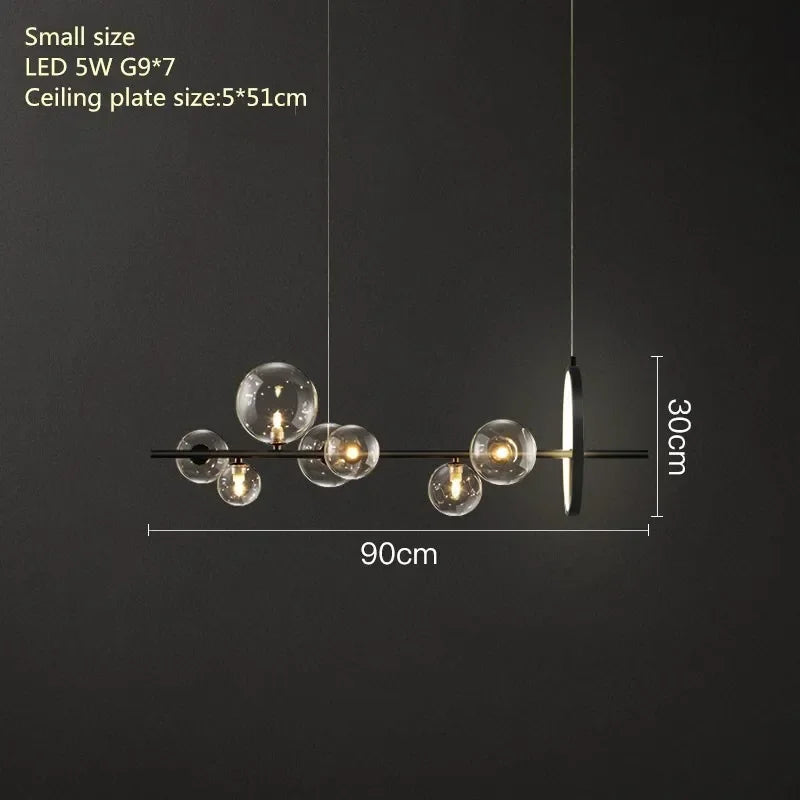 Nordic Living Room Simple Magic Bean Molecule Bubble Lamp Full Spectrum Eye Protection Bedroom Restaurant Glass Ball Chandelier