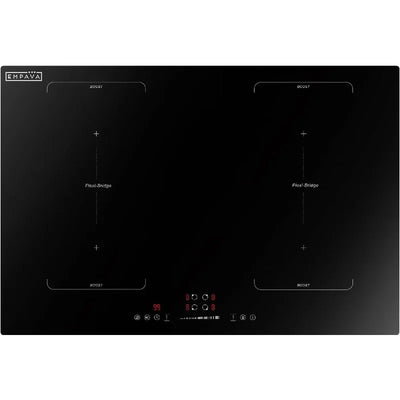 Empava 30 Inch Induction Hob Electric Cooktop, Flat Glass Top Stove with 4 Burners Bridge Function, Timer, Pause