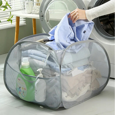 90L Collapsible Laundry Basket Foldable Pop Up Laundry Hamper with Reinforced Carry Handles for Laundry Bathroom Dorm or Travel