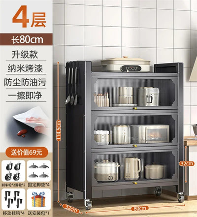 Modern Metal Kitchen Cabinets Kitchen Furniture Multi-layer Storage Cabinet Floor Racks Multi-functional Tableware Cabinet U