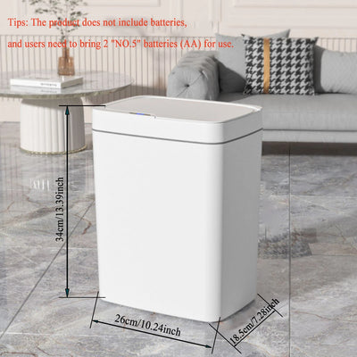 18L intelligent induction trash can needs 2 AA batteries (not included) for gentle lifting moisture resistance and tight sealing