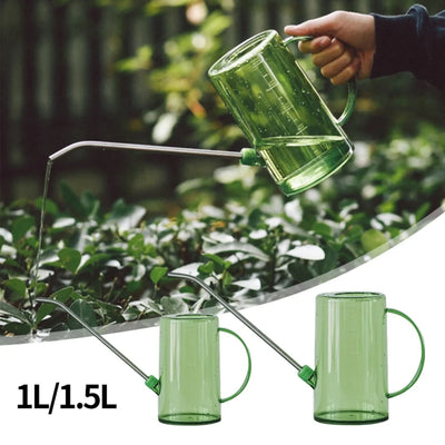 1L/1.5L Long Spout Watering Can Plastic Flower Potted Watering Kettle Stainless Curved Mouth Garden Planting Sprinkler Bottle