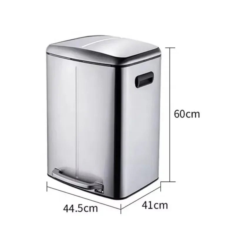 40L Dual Compartment Large Stainless Steel Trash Can Recycling Bin Pedal Bin with Soft Close Kitchen Waste Bin