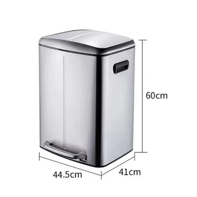 40L Dual Compartment Large Stainless Steel Trash Can Recycling Bin Pedal Bin with Soft Close Kitchen Waste Bin