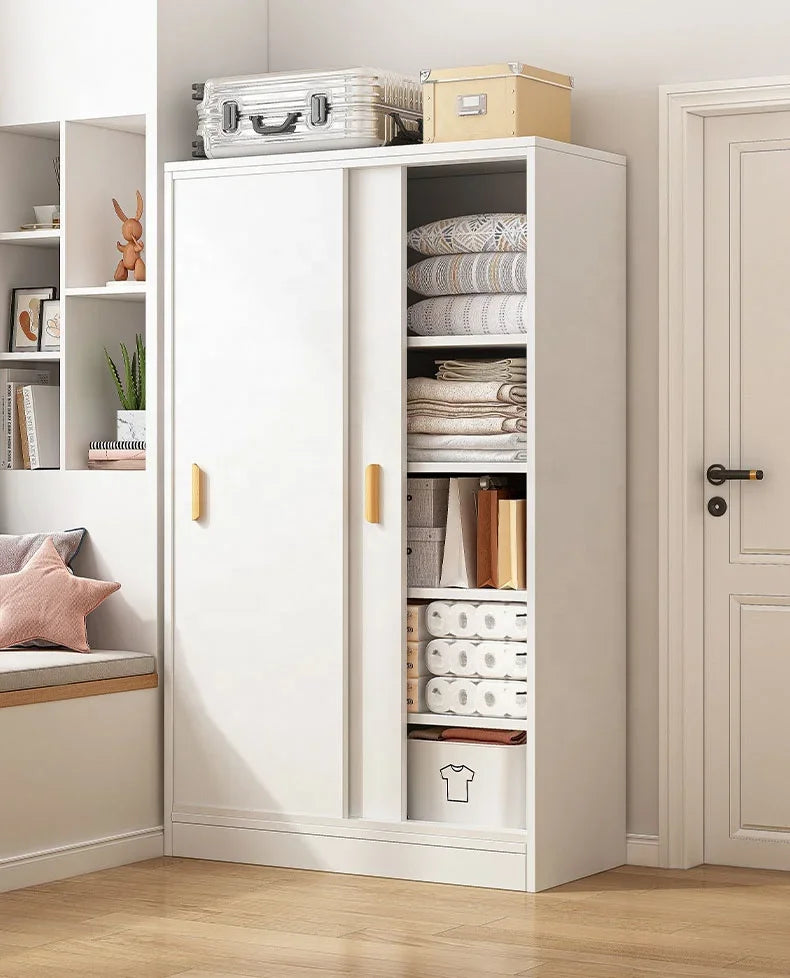 Small Wardrobe with Sliding Door,Bedroom Storage Cabinet, Simple Modern Style Closet, for Household Bedroom