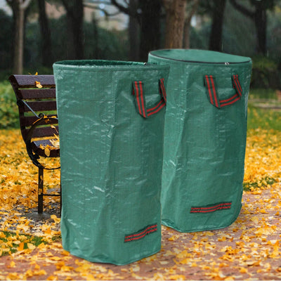 60L/120L/272L/300L/500L PP Woven Fabric Bag for Garden Leaf Weed Debris Collection Recycle Bin Reusable Yard Trash Can with Lid