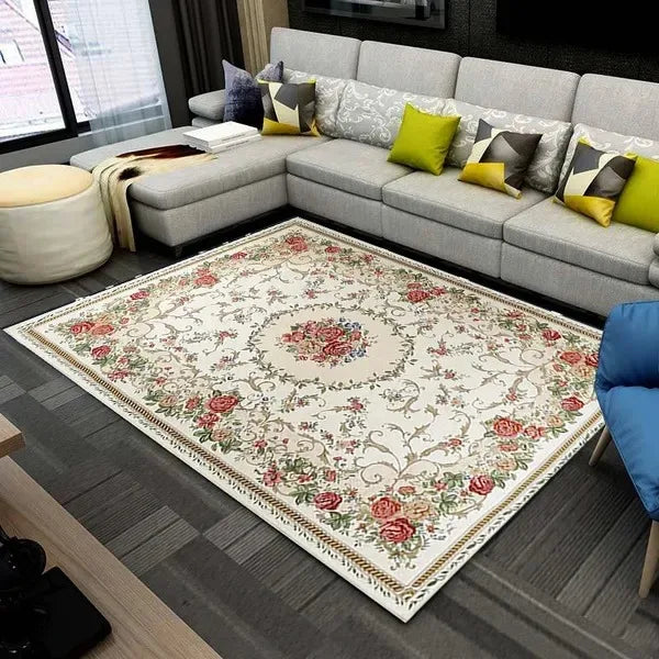 Ethnic Style Large Carpet for Living Room Bedroom Persian American Retro Bedside Floor Mat Cloakroom Area Decor Rugs Washable