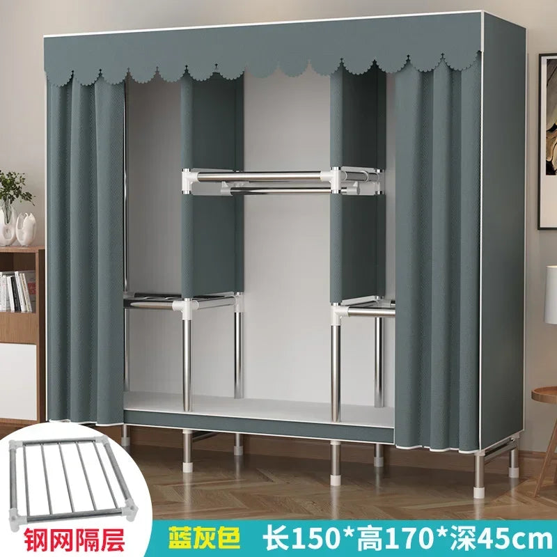 Simple Steel Frame Wardrobe  Easy Assembly, NonWoven Fabric Closet, Durable Storage Solution, Bedroom Organization