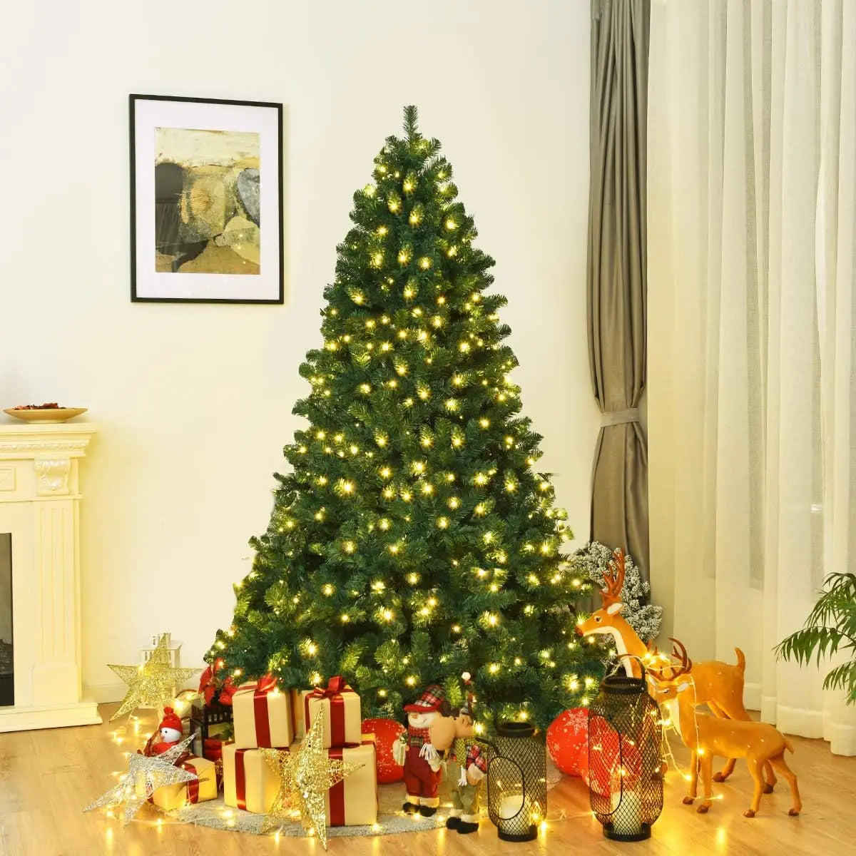 8ft/7ft/6ft Christmas Tree 240cm/210cm/180cm Large Xmas Tree Artificial Green Fir Tree for Party Decor