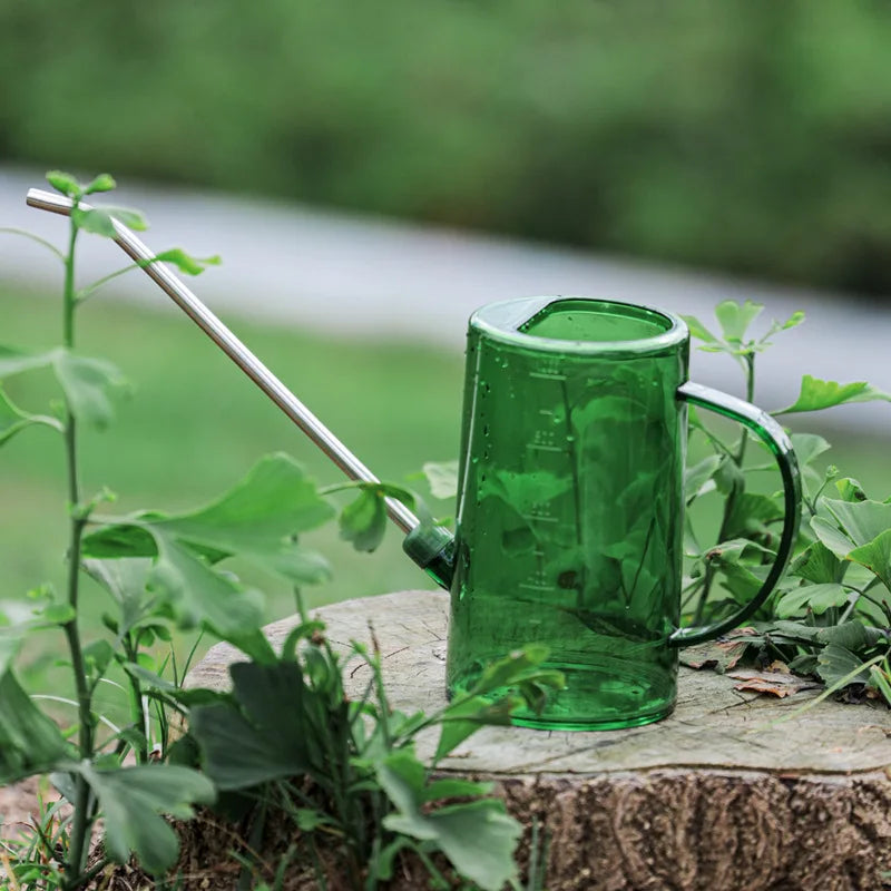 1pc Long Spout Watering Can - Stainless Steel with Transparent Scalefor Precise Watering of FlowersPotted Plants, and Greenery