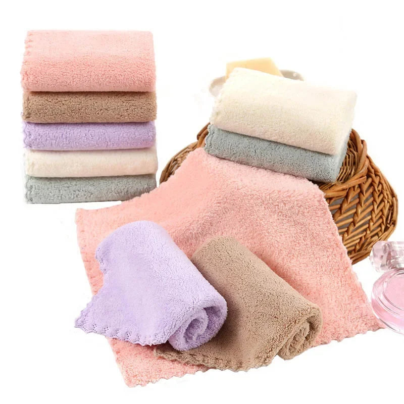 High Density Coral Velvet 25*25cm Small Square Towel Hand Towel Microfiber Child Washcloth Kids Face