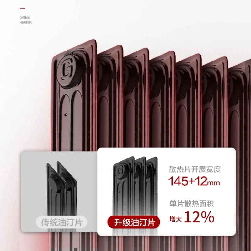 15Fin OilFilled Radiator Heater, EnergyEfficient Graphene Electric Heater, FullRoom Heating Radiat