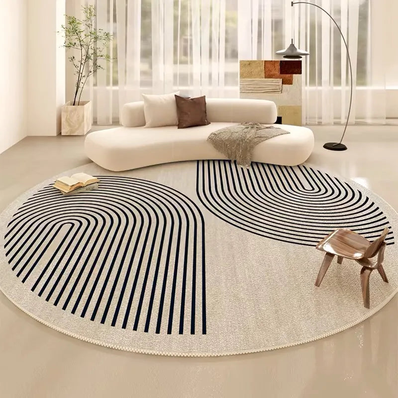 VIKAMA Crystal Pile Simple Line Round Bedroom Sofa Carpet Bedside Window Floor Mat