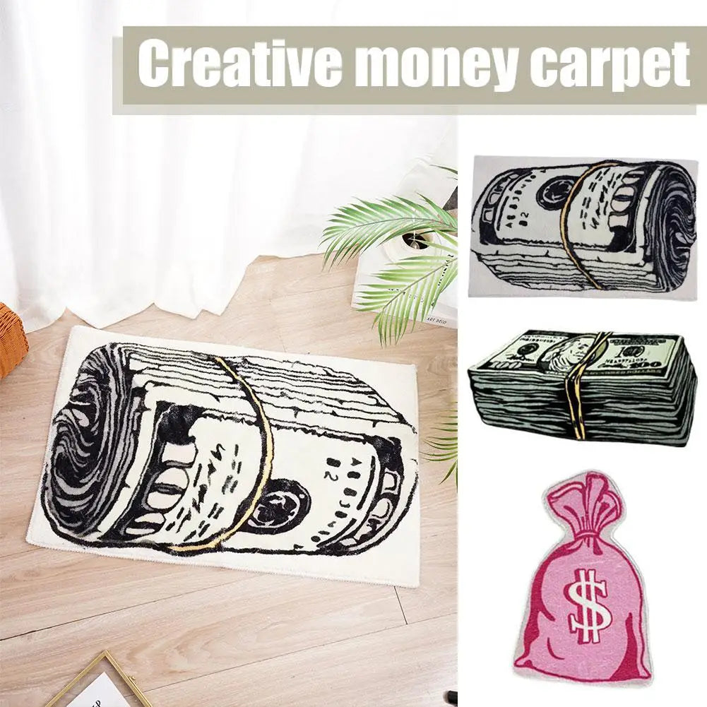 Money Shaped Carpet Creative Personality Imitation Door Art Floor Cashmere Irregular 100 Mat Dollar Rug Mat Money Bill I2Z7