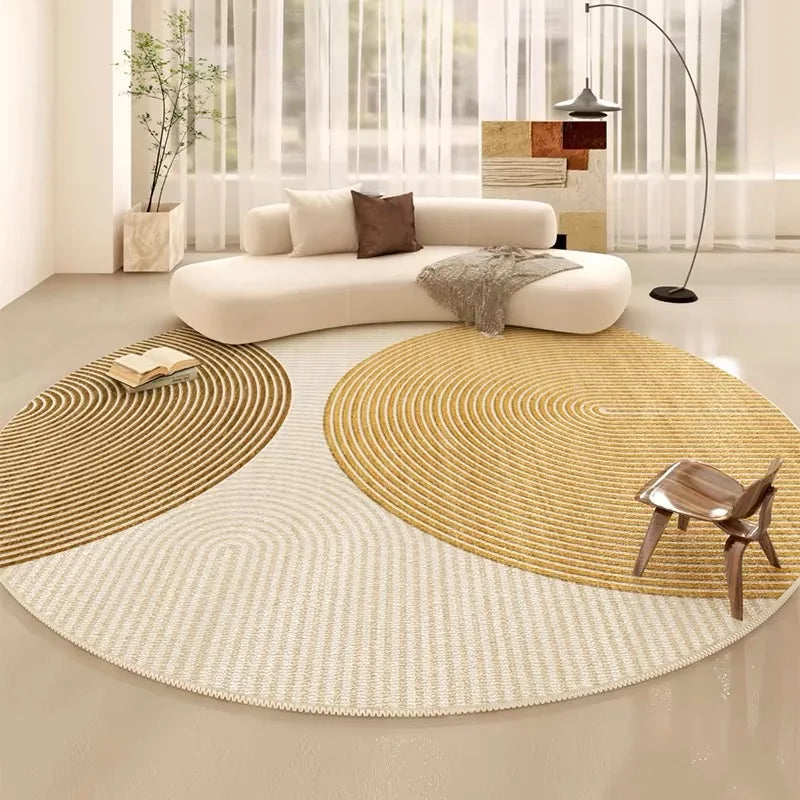 VIKAMA Crystal Pile Simple Line Round Bedroom Sofa Carpet Bedside Window Floor Mat