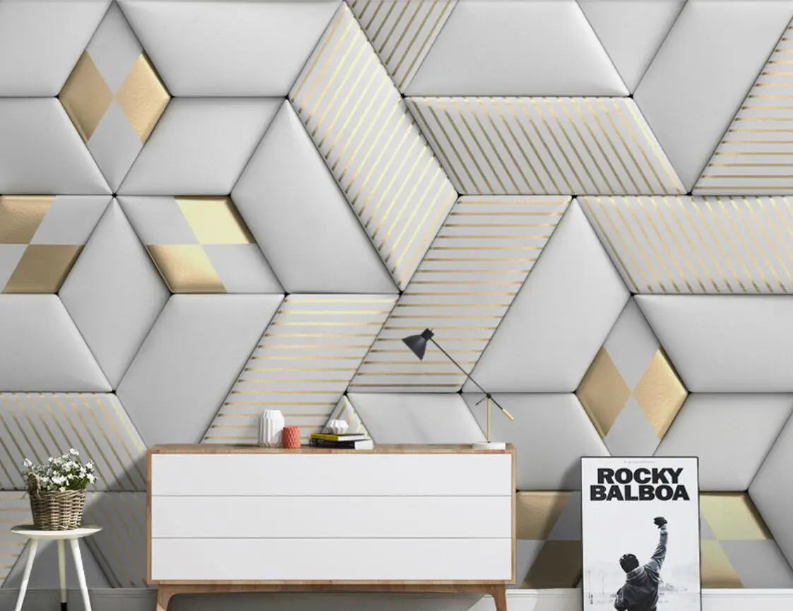 Custom Mural Nordic Hand Painted Abstract Geometric Square 3d Wallpaper Living Room TV Background papel de parede