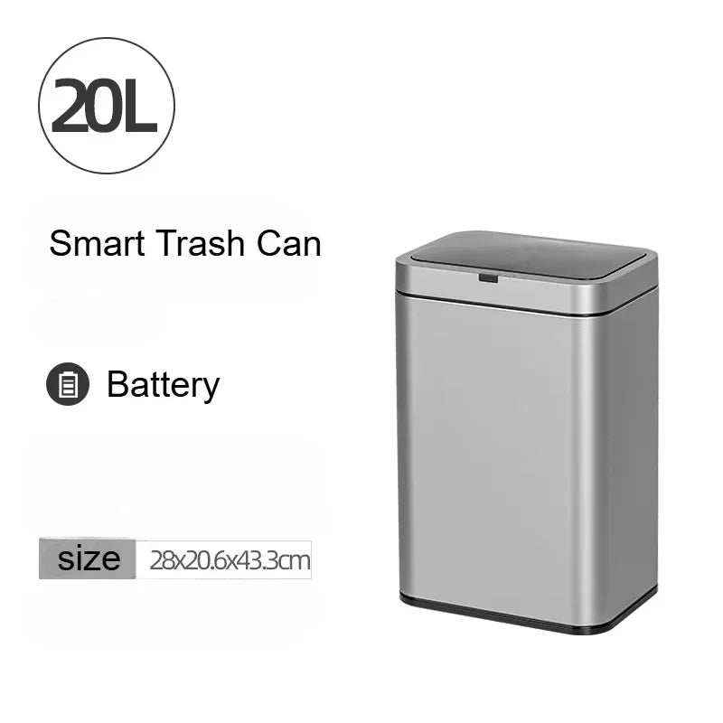 20L Smart Sensor Trash Can Household Kitchen Automatic Wastebasket Bathroom Toilet Garbage Can with Lid Large Capacity Waste Bin