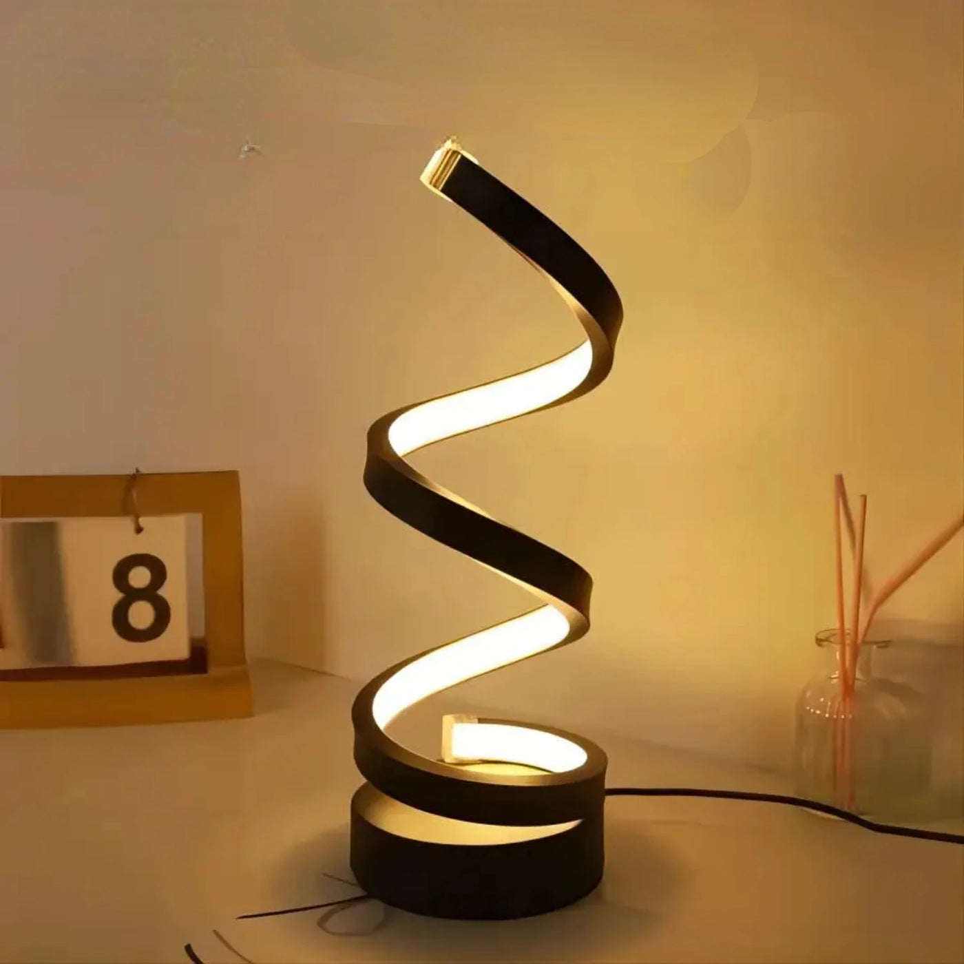 LED Spiral Table Lamp - Modern and Elegant Nightstand Lamp for Living Rooms, Bedrooms, and Offices. Enhance Any Space with its S