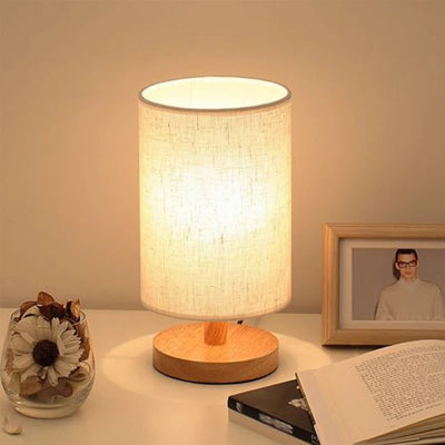 Linen Table Lamp Touch LED Linen Night Lamp w/Warm White Light Linen Nightstand Lamp for Bedroom Living Room