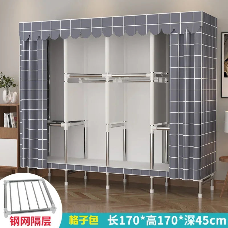 Simple Steel Frame Wardrobe  Easy Assembly, NonWoven Fabric Closet, Durable Storage Solution, Bedroom Organization