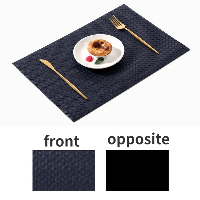 Woven Leather Dining Mat Hotel Home Table Mat Oil Resistant Anti Slip Insulation Mat Coasters Placemats  Kitchen Accessories