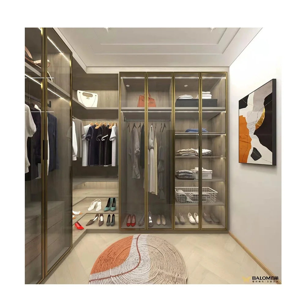 Factory Direct Supplier Durable Modern Design Closet Glass Door Wardrobe