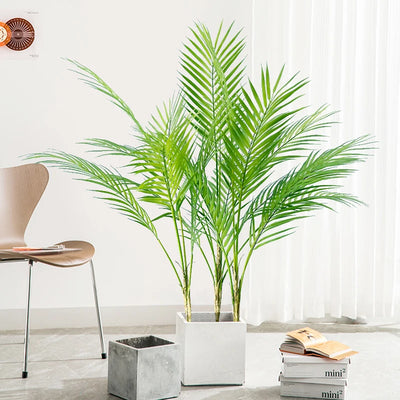 80-125cm Large Artificial Palm Tree Fake Monstera Plant Plastic Fern Plant Leaves Tropical Outdoor Plants For Home Garden Decor