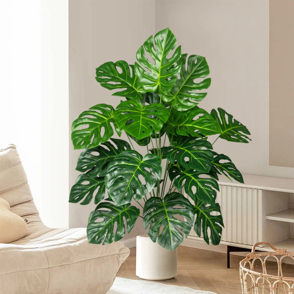 70-100cm Artificial Monstera Tree Fake Palm Plants Plastic Turtle Leafs Tropical Landscape Plants For Home Garden Office Decor