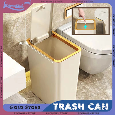 10/12L Slim Trash Can Nordic Covered Waterproof Large Capacity Dustbin One-Touch Lid for Bathroom Kitchen Living Room Bedroom