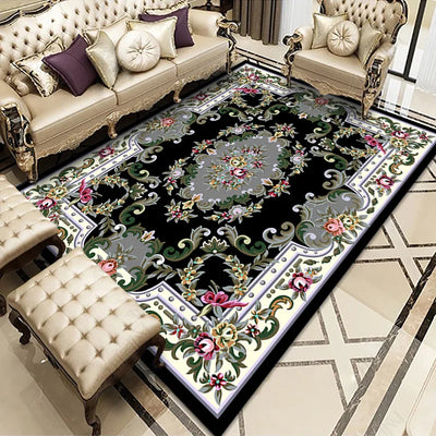 Chinese Style Carpet Big Size Rectangle Luxury Rugs Home Living Room Decoration Non Slip Washable Bedroom Bathroom Polyester Mat