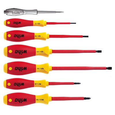 Wiha 00834 Flat Head Cross Screwdriver Set (7 Pieces) High Quality Materials And Precision Craftsmanship Extend Service Life