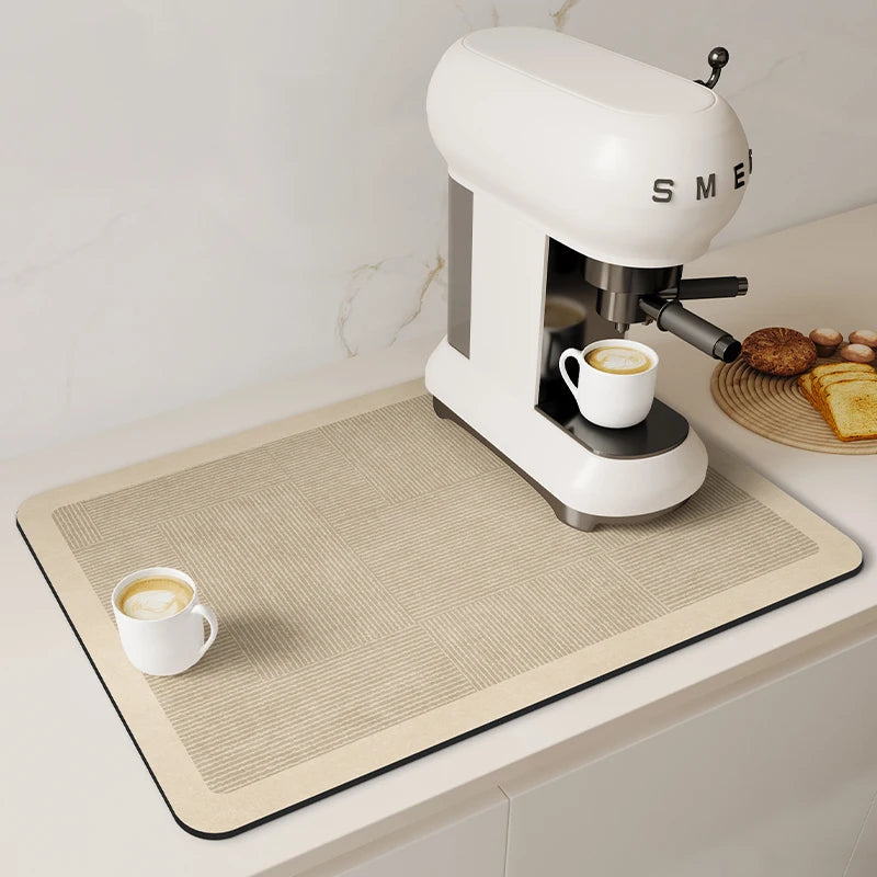 Coffee Machine Pad Rubber Dish Drying Mat Non-slip Kitchen Super Absorbent Mats Guard Countertop Protector Kitchen Accessories