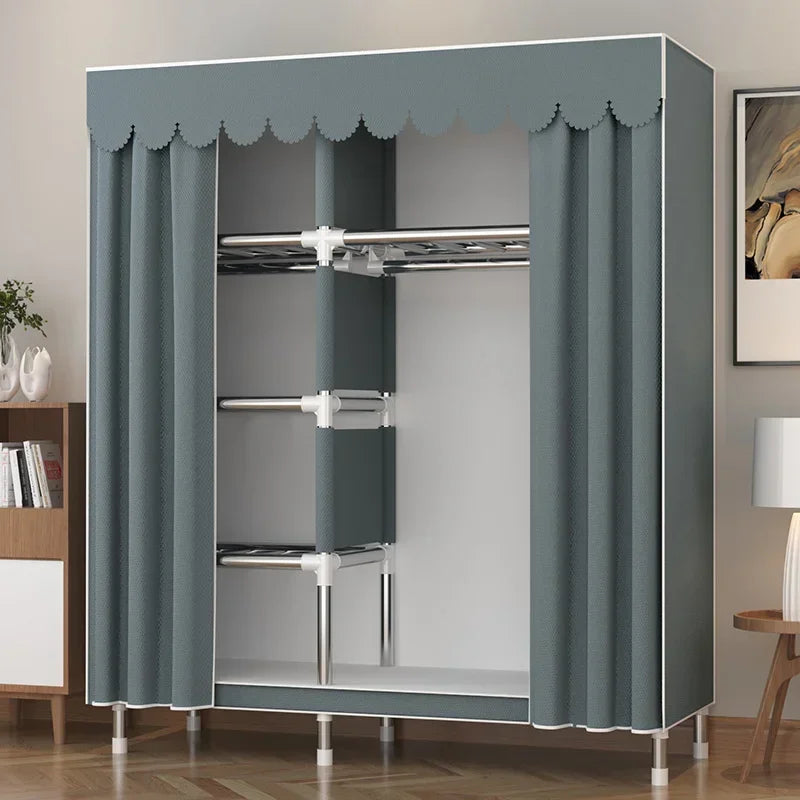 Simple Steel Frame Wardrobe  Easy Assembly, NonWoven Fabric Closet, Durable Storage Solution, Bedroom Organization