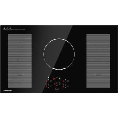 36 Inch Induction Cooktop,AMZCHEF Built-in Electric Cooktop with 5 Boost Burners Including 2-in-1 Zone,240V/10800W Cooktop