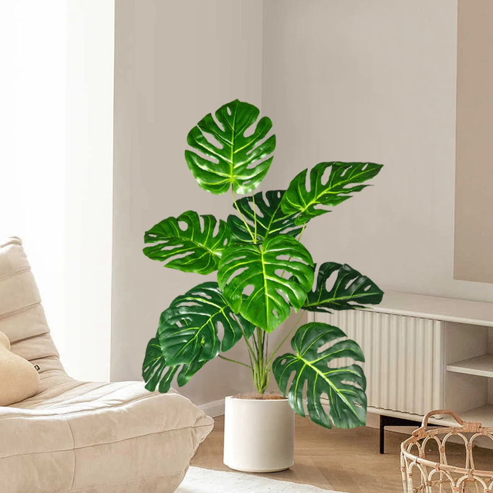 70-100cm Artificial Monstera Tree Fake Palm Plants Plastic Turtle Leafs Tropical Landscape Plants For Home Garden Office Decor