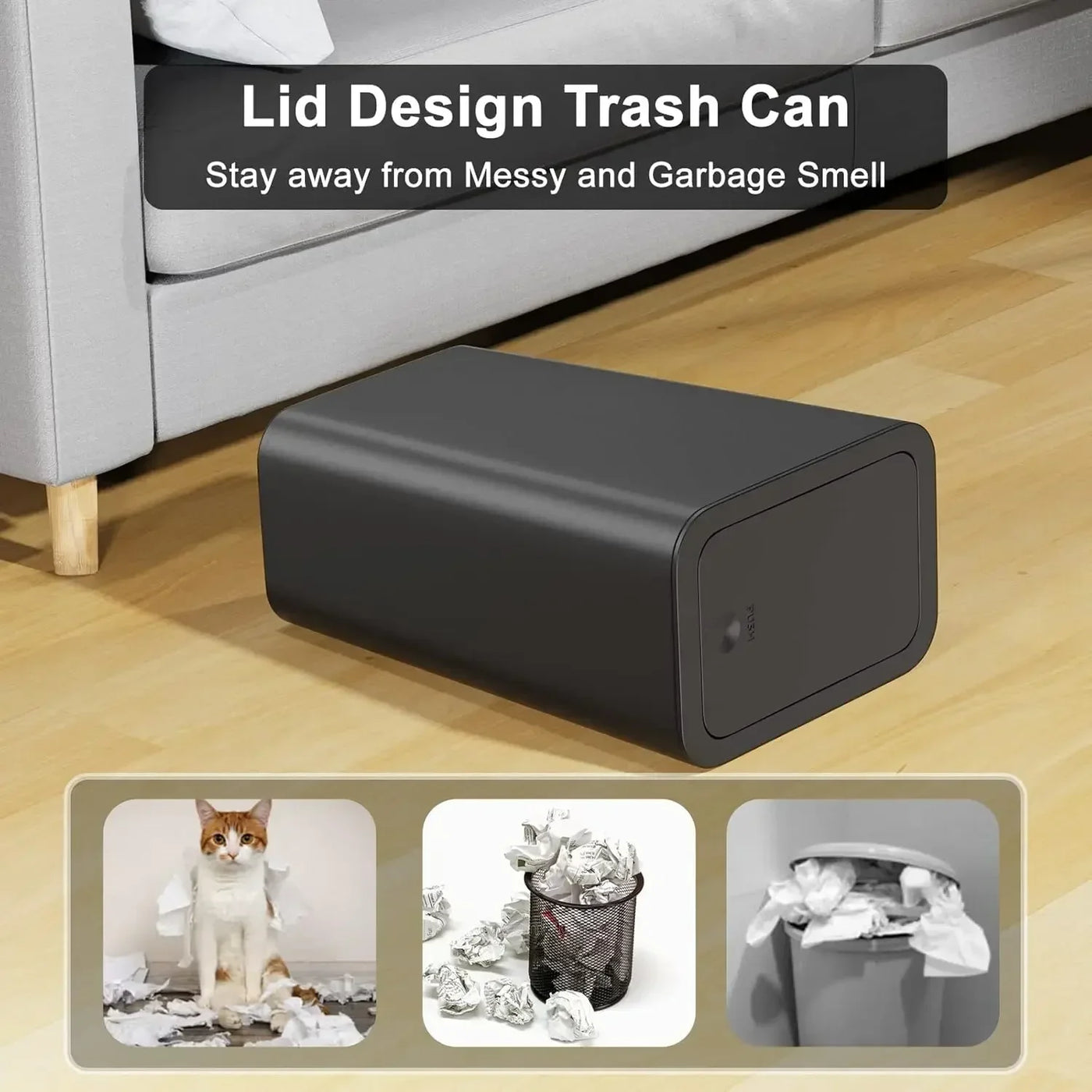 New Trash Can Household Swing Lid Toilet Living Room Office High-looking Paper Basket Bathroom Kitchen Trash Can