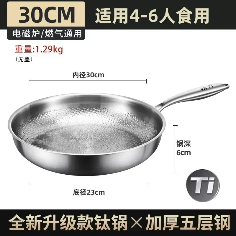 German Frying Pan Pure Titanium Pan Fish Scale Hammer Pattern Uncoated Non-stick Pan Induction Cooker Universal Steak Frying Pan