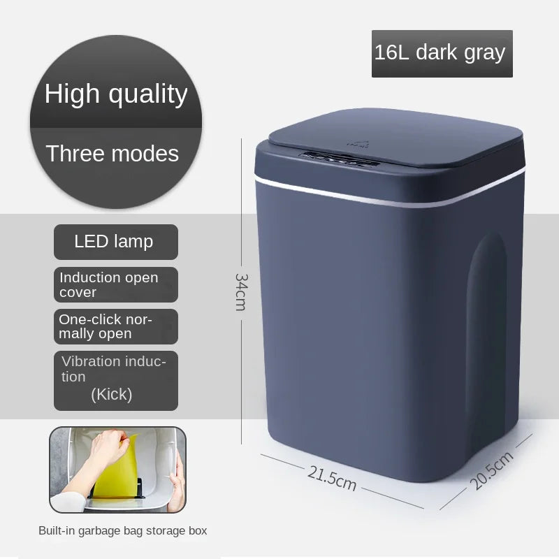 Smart Sensor Garbage Bin Kitchen Bathroom Toilet Trash Can Best Automatic Induction Waterproof Bin with Lid 12/14/16/18L