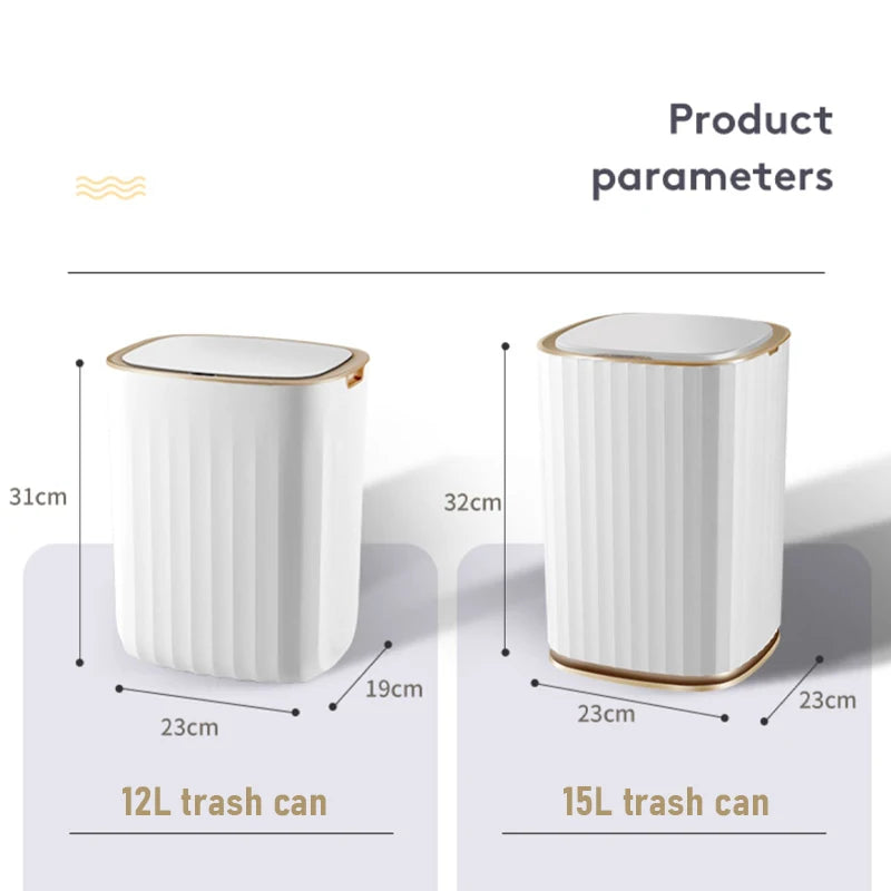 12/15L Smart Trash Can Home Kitchen Wastebasket Garbage Bins Bathroom Toilet Living Room Automatic Sensor Trash Bin Dustbin